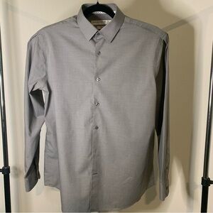 Perry Ellis Premium Gray Dress Shirt       16 1/2 34-35 slim fit non iron